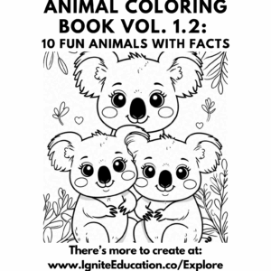 Coloring Book: 10 Cute Animals Vol 1.2: (Digital Download)