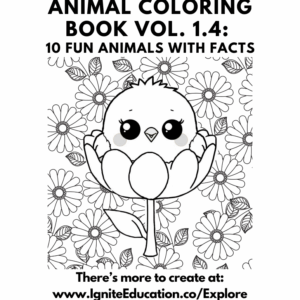 Coloring Book: 10 Cute Animals Vol 1.4: (Digital Download)