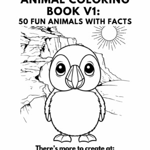Animal Coloring Book for Kids - V1: (Digital Download) 50 Fun Coloring Pages with Cute Animals & Amazing Facts to Learn While You Color - Image 1