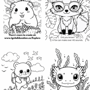 Coloring Book: 10 Cute Animals Vol. 1.1: (Digital Download) - Image 2