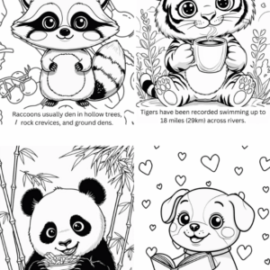 Coloring Book: 10 Cute Animals Vol 1.5: (Digital Download) - Image 3